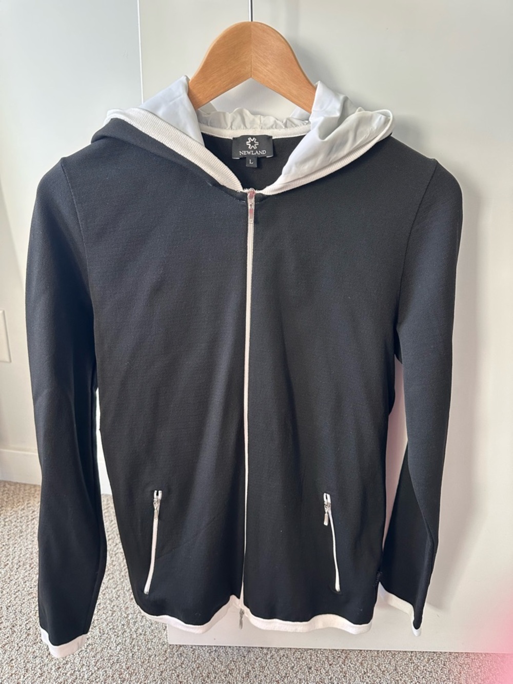 Newlands made in Italy Women's Black Hoodie with White Trim